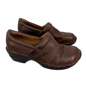 B.O.C. Born Concept Brown Leather Clogs Slip On Shoes Womens 9.5 M Boho Mule